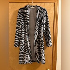 La Belle Zebra Print Over Coat with Center Button